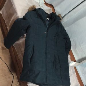 Liz Claiborne Coat with fake fur trimmed hood.